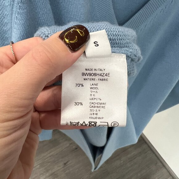 $1490 Givenchy Blue Wool Knit Cashmere Sweater Zip Side Top size Small - Picture 10 of 10